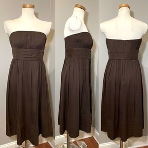 J CREW 100% Silk Strapless Midi Dress Cocoa Brown / Size 8